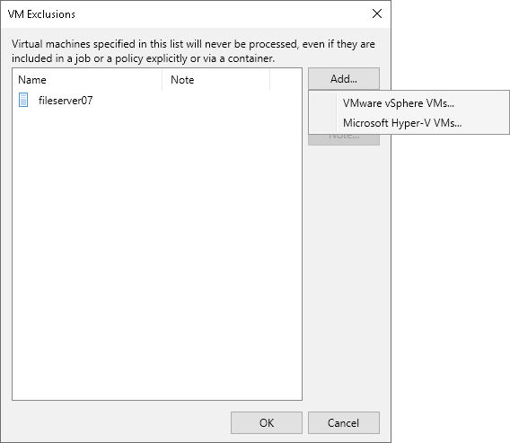 Configuring Global VM Exclusions