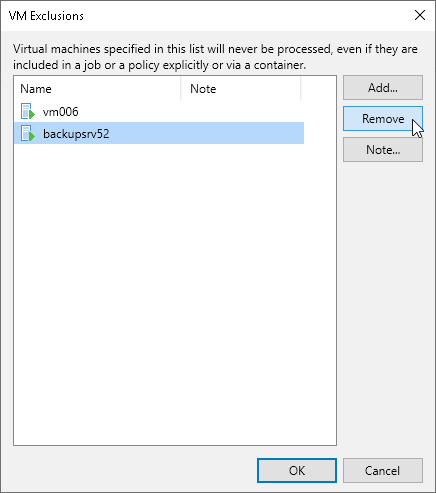 Configuring Global VM Exclusions