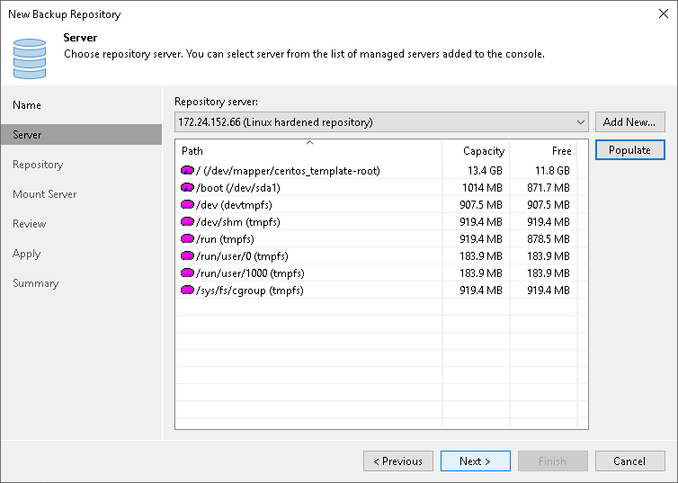 Step 3. Specify Linux Server