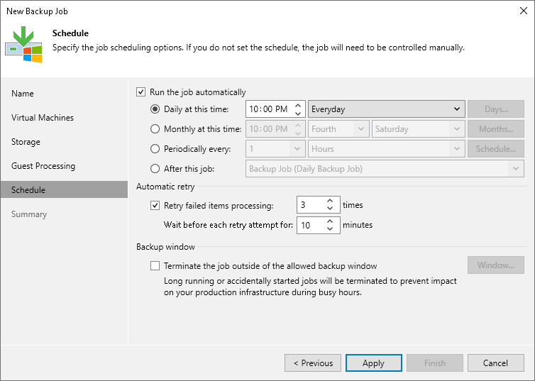 Define Job Schedule Step 11. Define Job Schedule