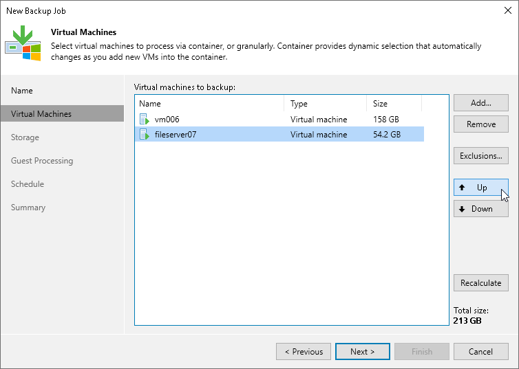 Define VM Backup Order Step 5. Define VM Backup Order