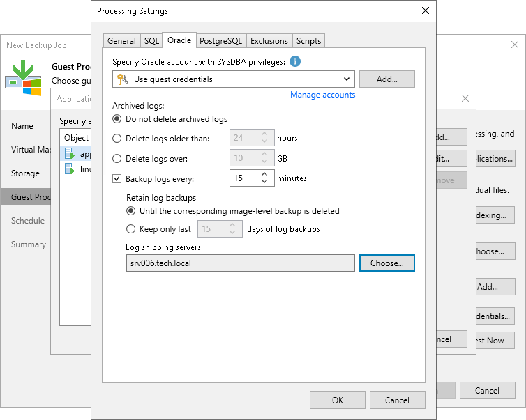 Oracle Archived Redo Log Settings
