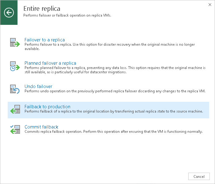Step 1. Launch Failback Wizard