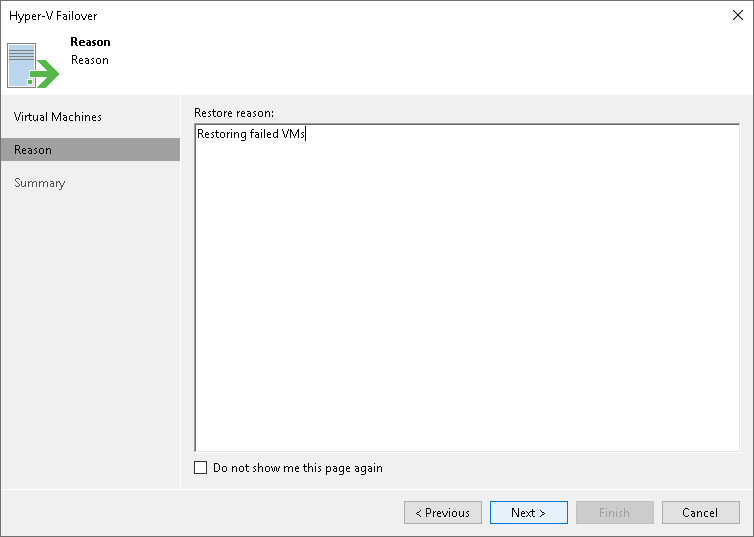 Step 4. Specify Failover Reason