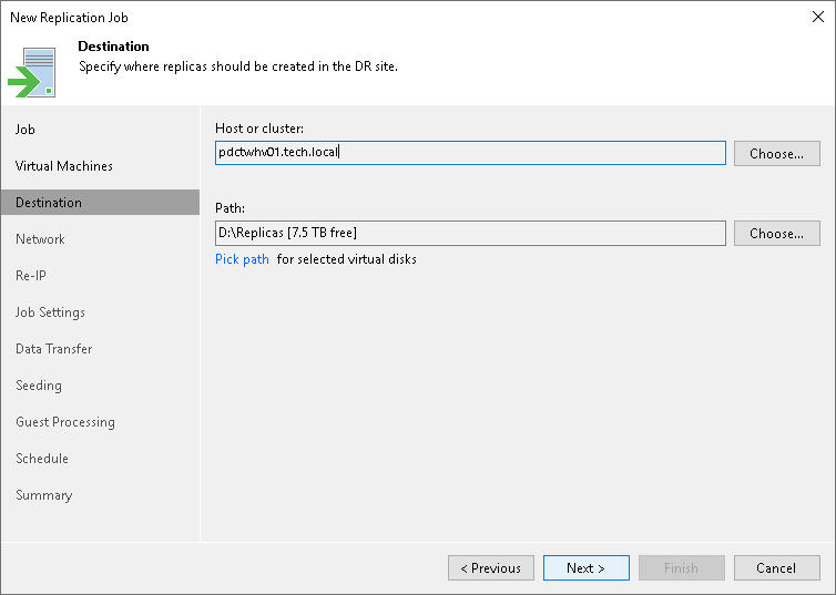Step 7. Specify Replica Destination