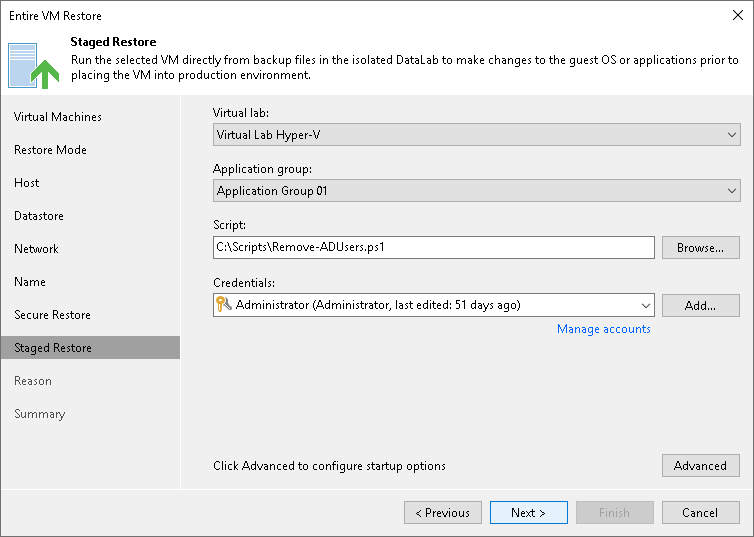 Step 10. Specify Staged Restore Settings