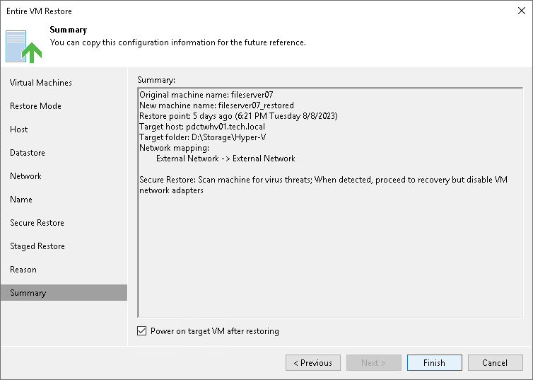 Step 12. Verify Restore Settings