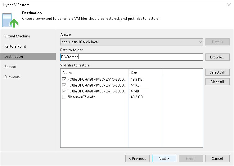 Step 4. Select VM Files and Destination