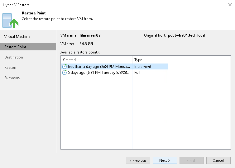 Step 3. Select Restore Point