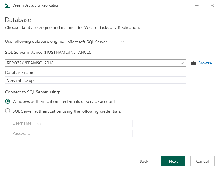 Step 8. Specify Database Engine and Instance
