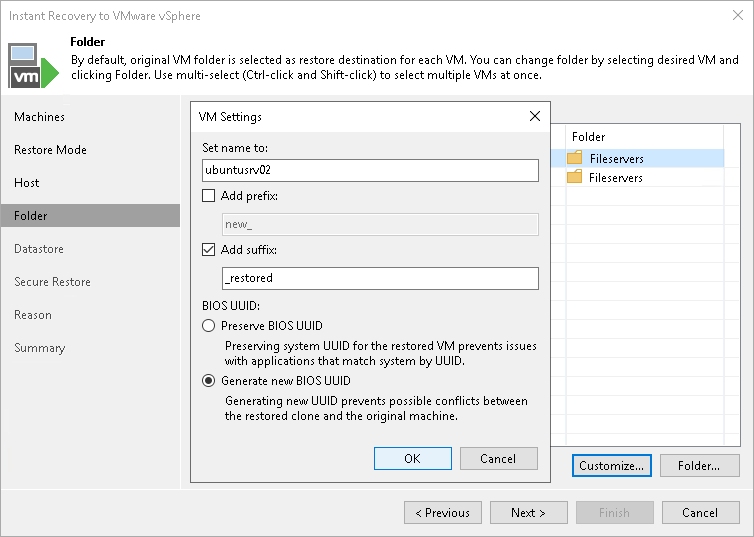 Specifying Destination for Multiple VMs