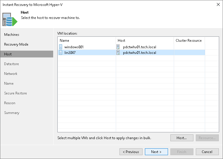 Step 5. Select Target Host