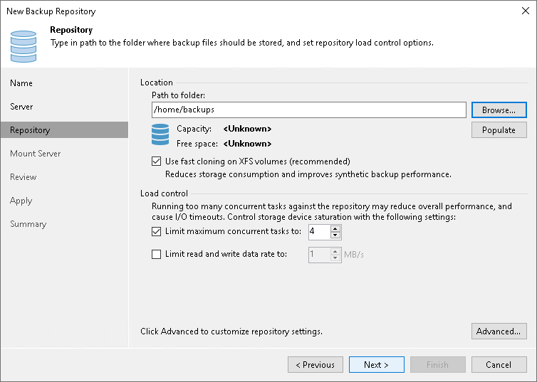Step 4. Configure Backup Repository Settings