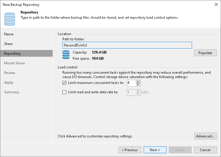 Step 4. Configure Backup Repository Settings