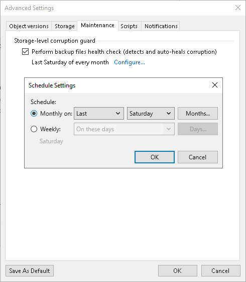 Maintenance Settings
