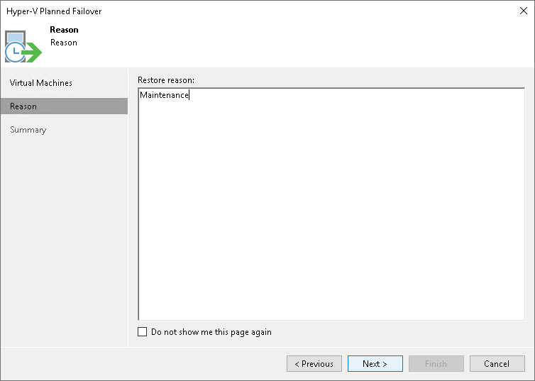 Step 3. Specify Failover Reason