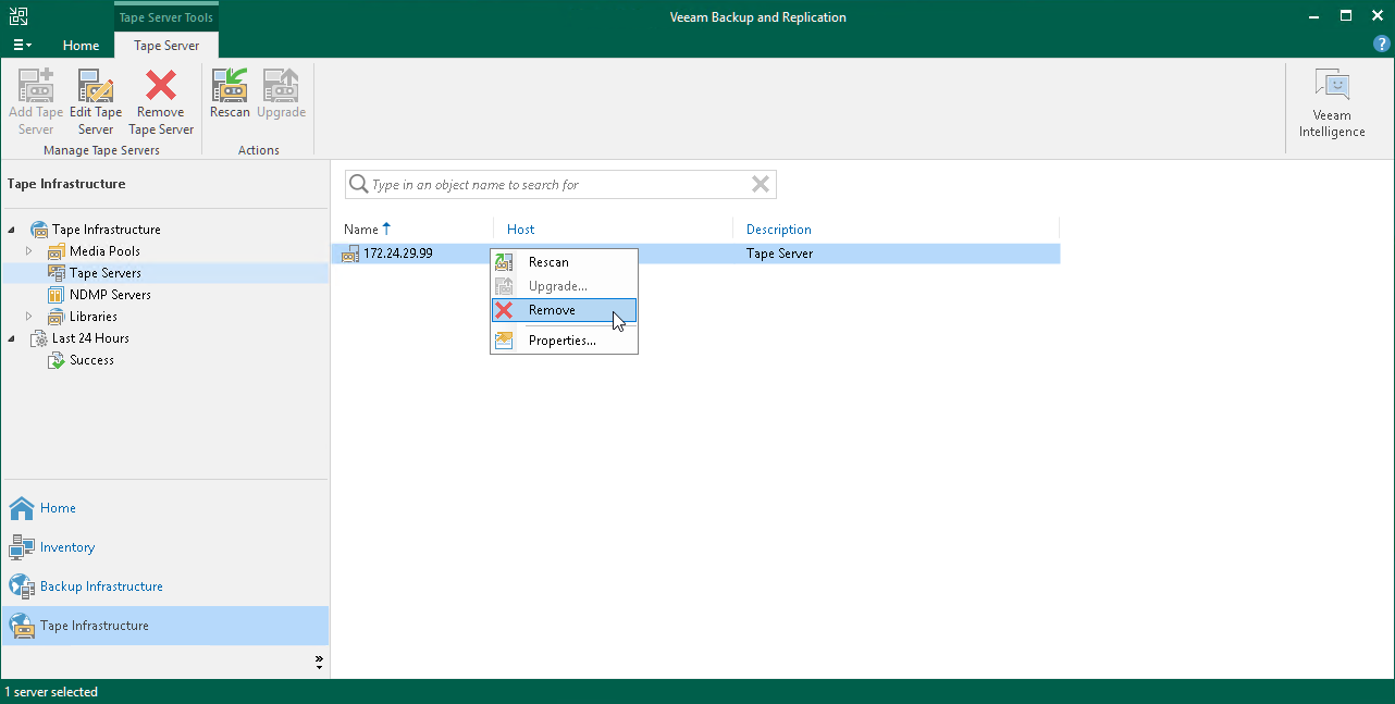 Removing Tape Servers