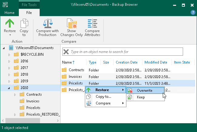 Restore Files to Original Location Step 4. Select Files and Folders to Restore