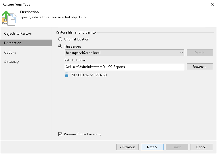 Step 3. Specify Restore Destination
