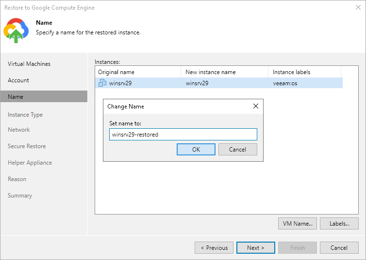 Step 4. Specify Name and Labels