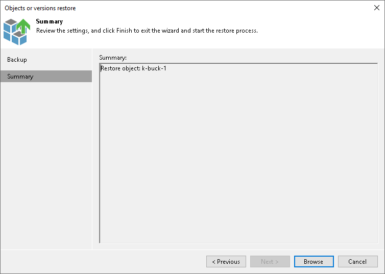 Step 3. Verify Object Restore Settings