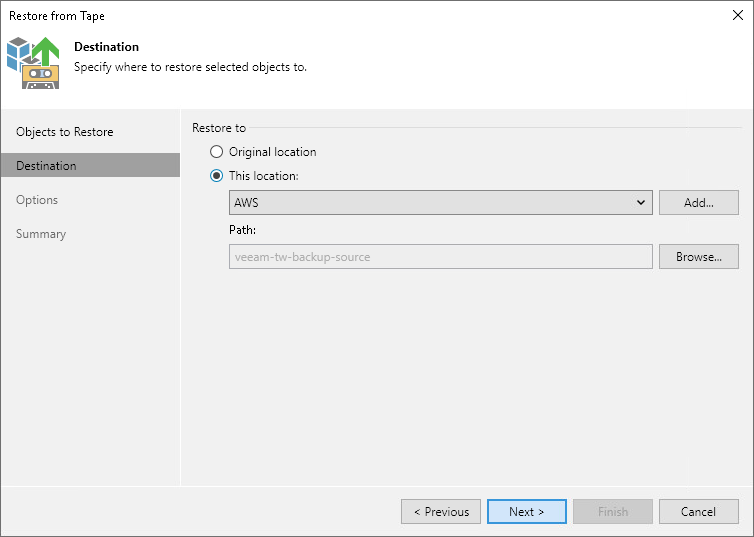 Step 3. Specify Restore Destination