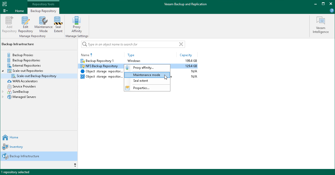Service Actions with Scale-Out Backup Repositories