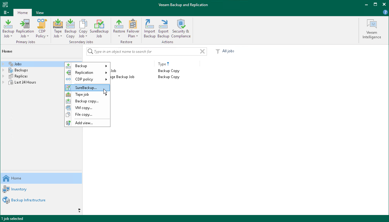 Step 1. Launch New SureBackup Job Wizard
