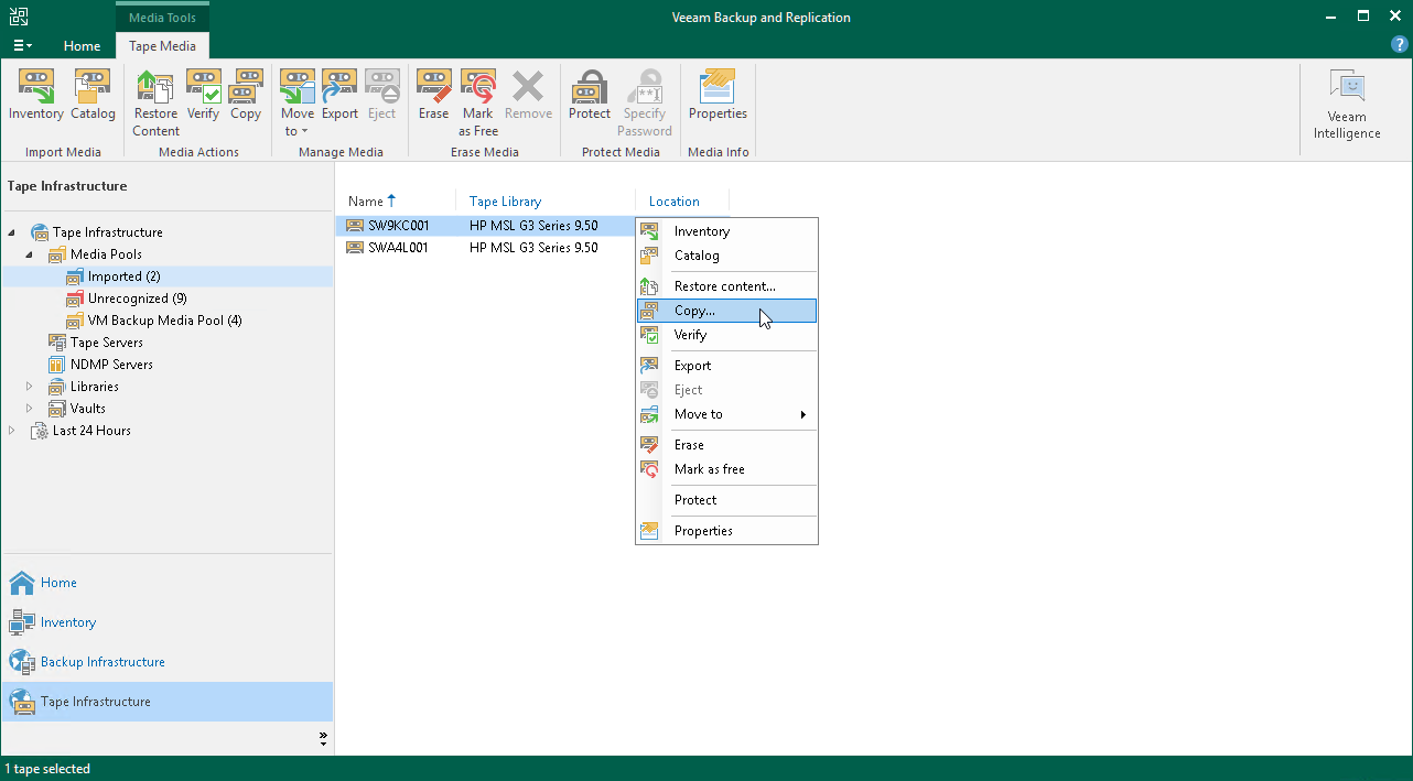 Step 1. Launch Copy Tapes Wizard
