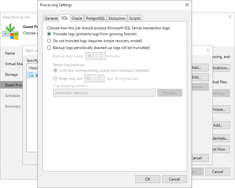 Select Transaction Log Truncation Option Transaction Log Truncation