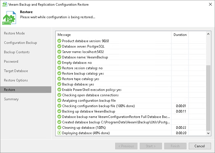 Step 8. Review Restore Settings