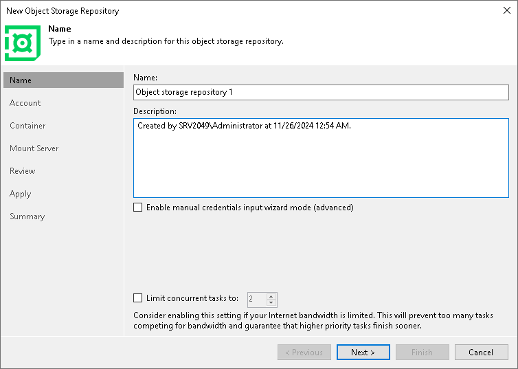 Step 2. Specify Object Storage Name
