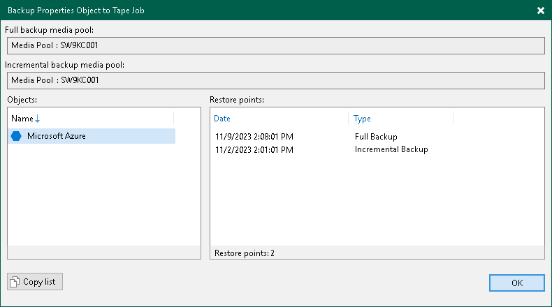 Viewing Unstructured Data Backup Properties