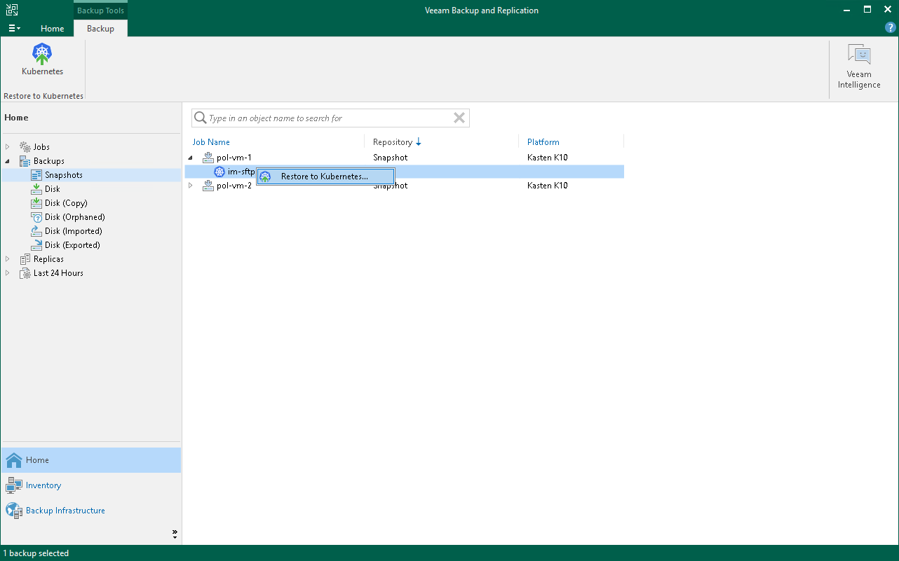 Restore to Kasten K10