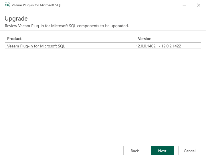 Upgrading Veeam Plug-in for Microsoft SQL Server