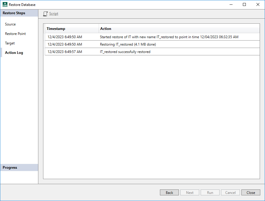 Step 5. Monitor Restore Process