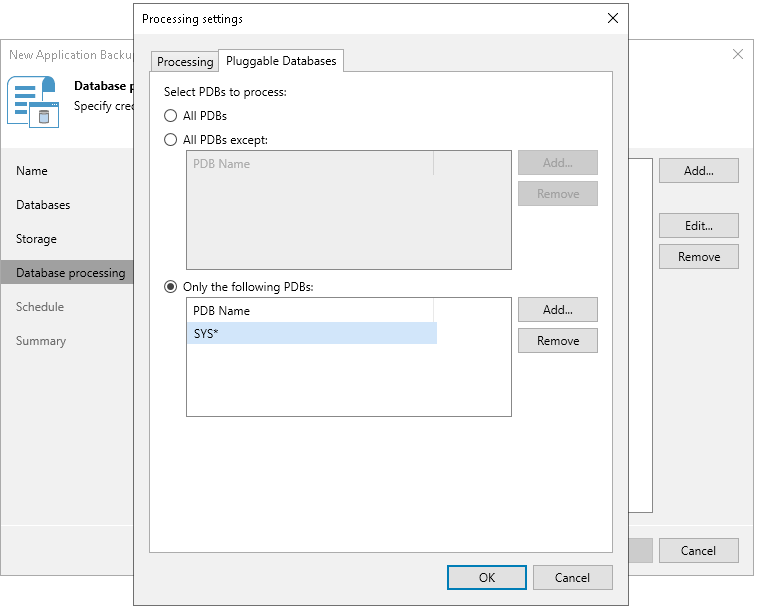 Pluggable Database Settings