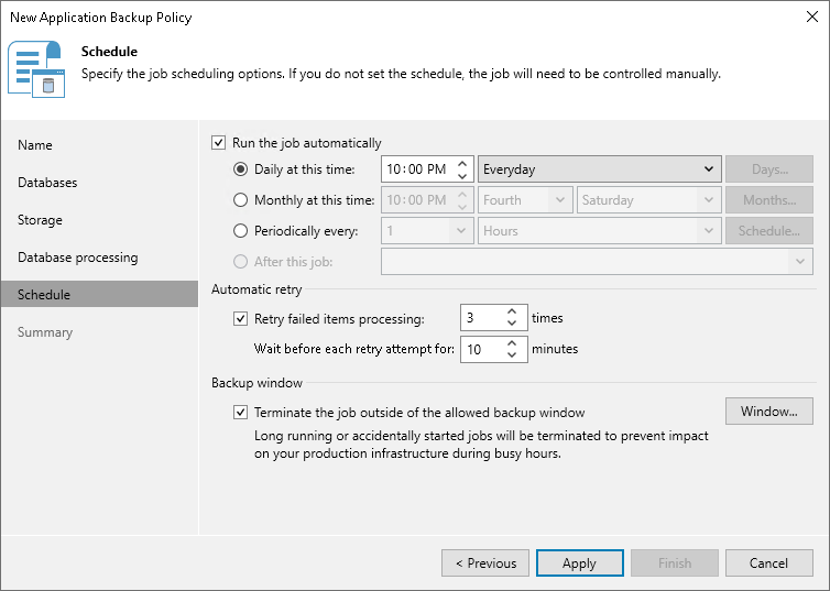 Step 7. Specify Policy Schedule