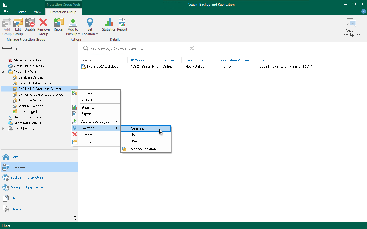 Assign Location to Protection Group