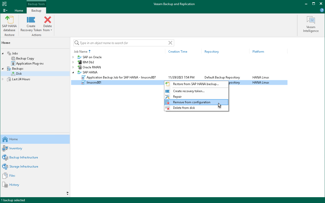 Delete from Configuration