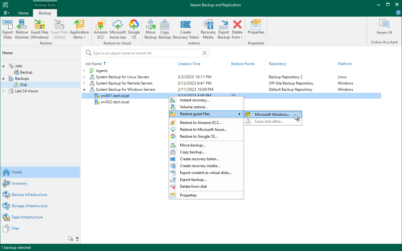 Restoring Data of Physical Machines