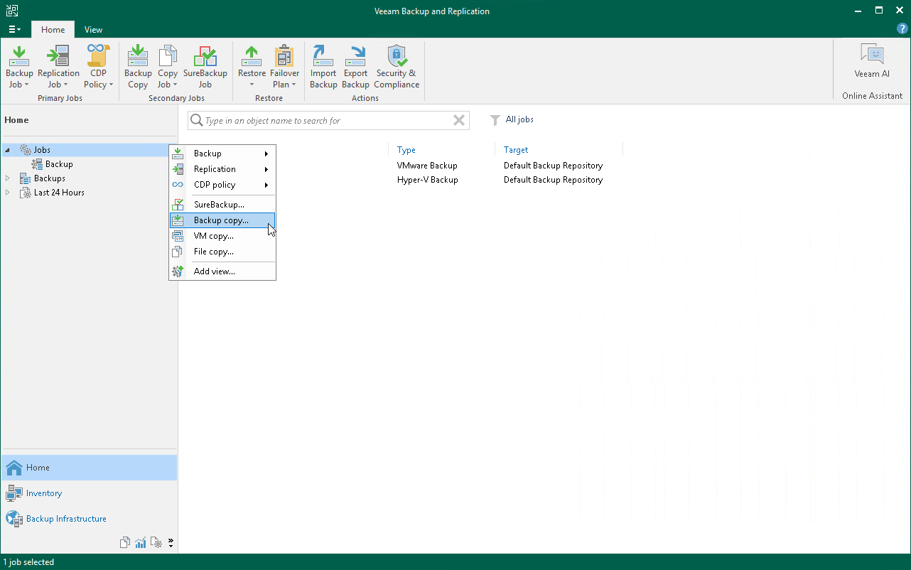 Create Backup Copy Job