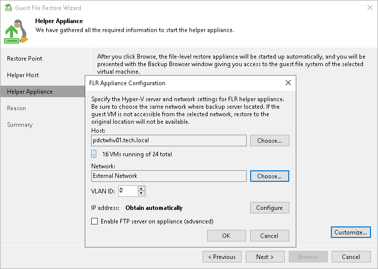 Customize Multi-OS Restore Appliance Settings Restoring from Linux, Unix and Other File Systems)
