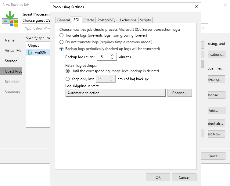 Creating Application-Aware Backup Job