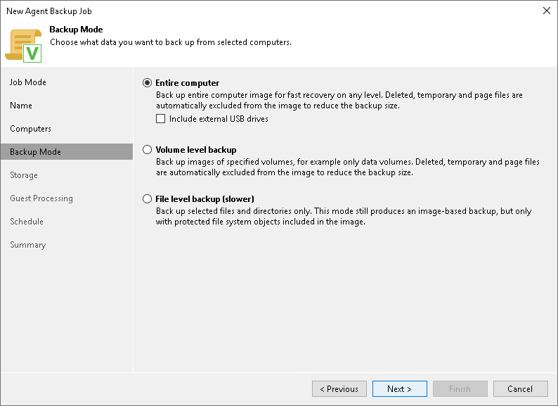 Creating Veeam Agent Backup Job