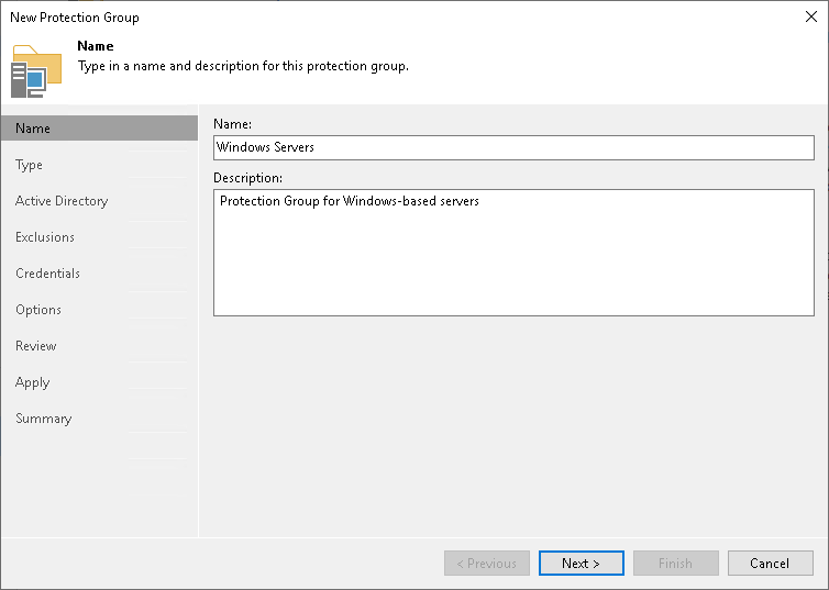 Creating Protection Group