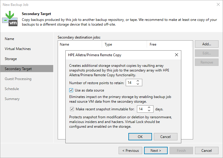 Configuring Backup from Snapshots on Secondary Storage Arrays