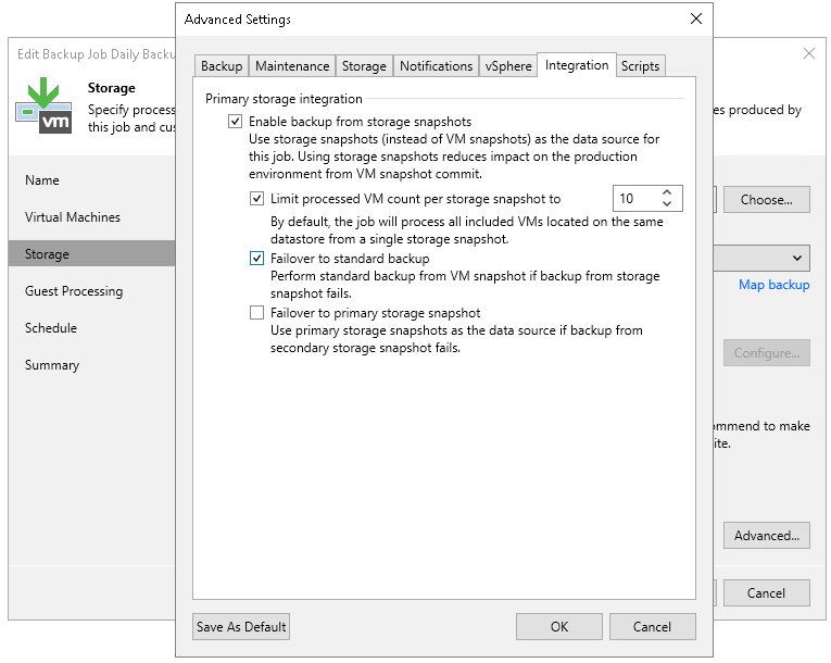 Configuring Backup from Storage Snapshots