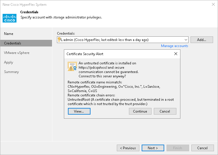 Step 3. Specify Credentials