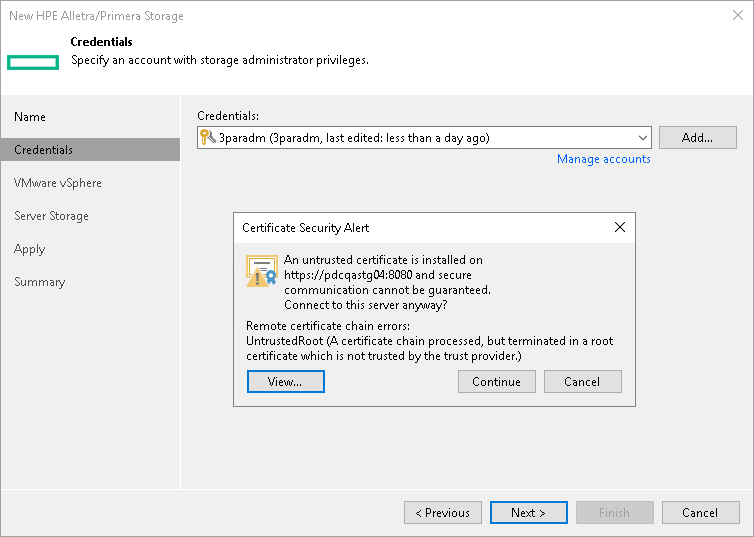 Step 4. Specify Credentials